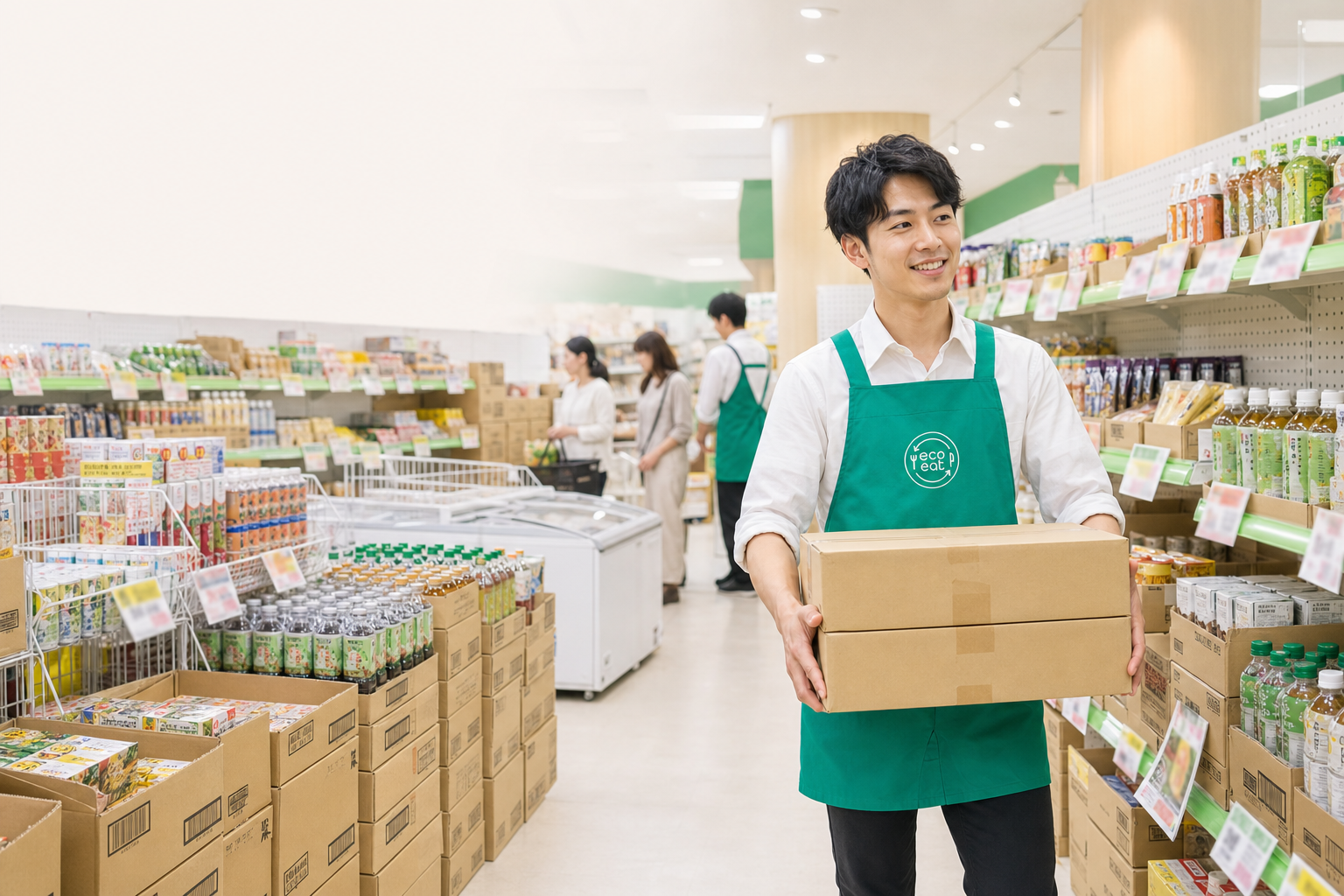 水道筋商店街にて食品ロス削減ショップのオープニングスタッフの職場の様子 2
